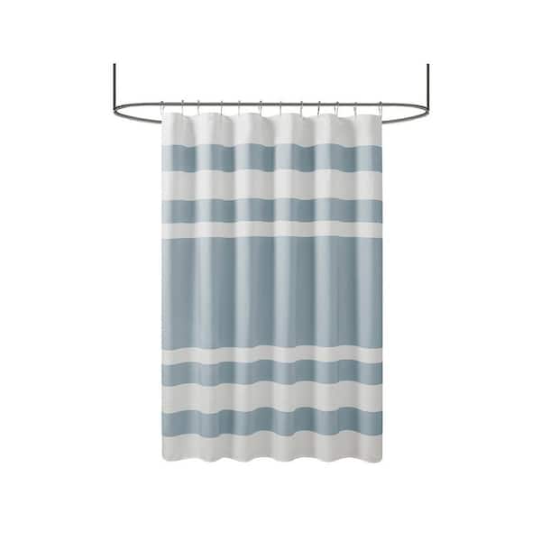 72 in. W x 72 in. L Blue Polyester Shower Curtain with 3M Treatment