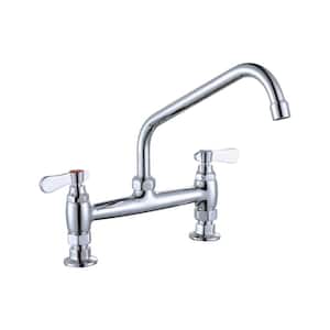 Double Handle Deck Mounted Commercial Standard Kitchen Faucet with 10 in. Swivel Spout in Polished Chrome