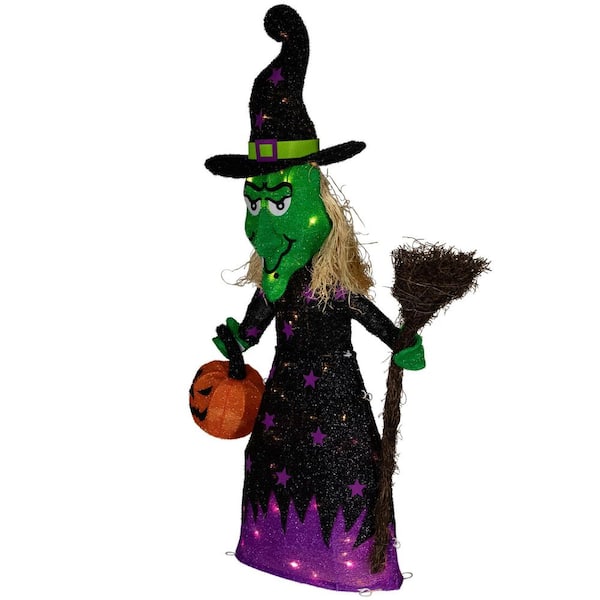 Northlight 39 in. LED Lighted Witch with Broom Outdoor Halloween