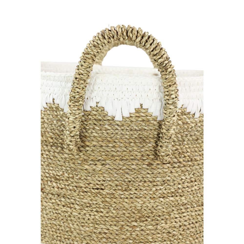 Coastal Charm Round Seagrass Storage Baskets, Set of 3