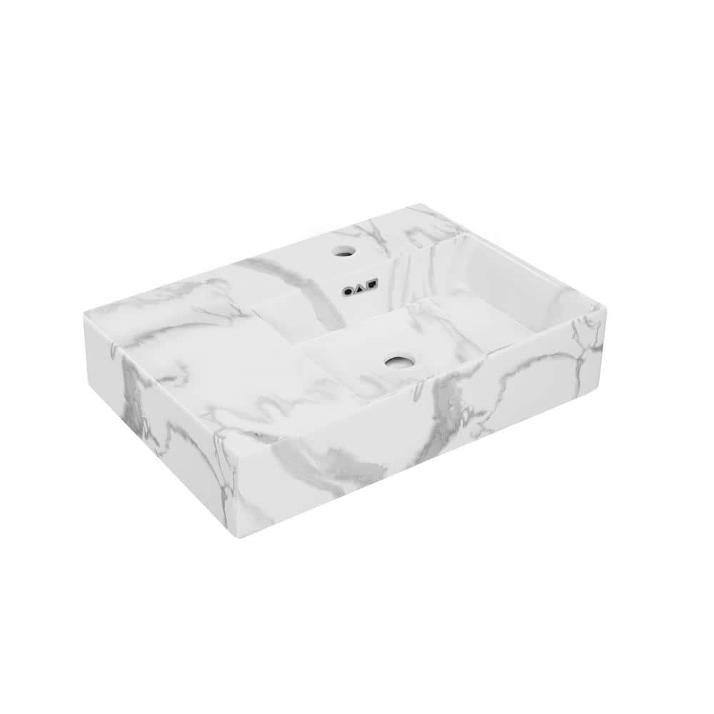St. Tropez 24" White Marble Wall-Mount Bathroom Sink