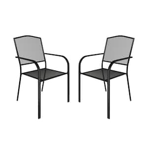 Black Metal Outdoor Patio Dining Chair Set of 2