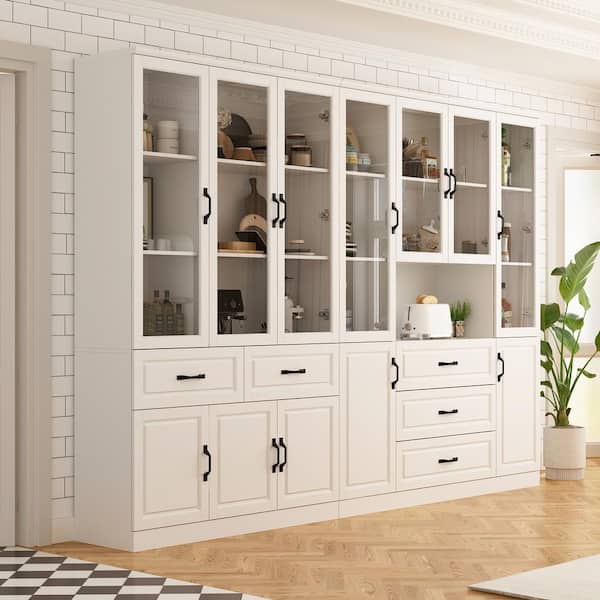 FUFU&GAGA 110.2-in W x 78.7-in H Mdf White Freestanding Utility Storage Cabinet