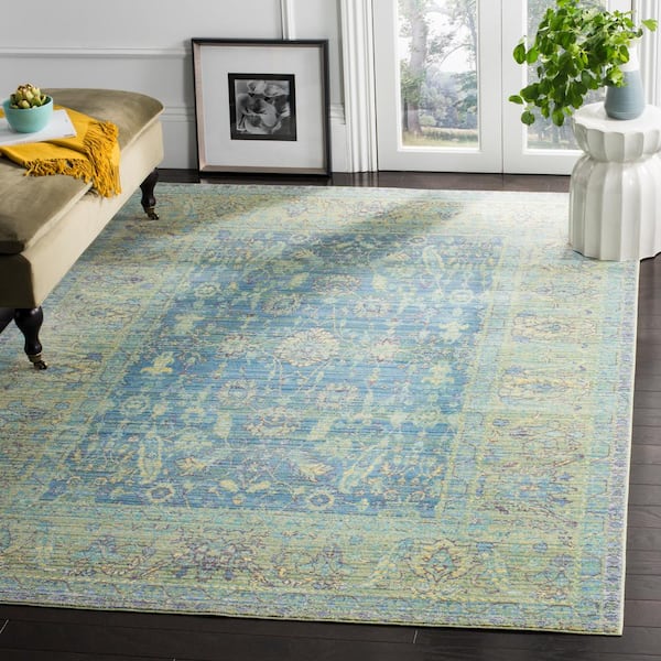 Valencia Blue/Multi 6 ft. x 9 ft. Antique Border Area Rug