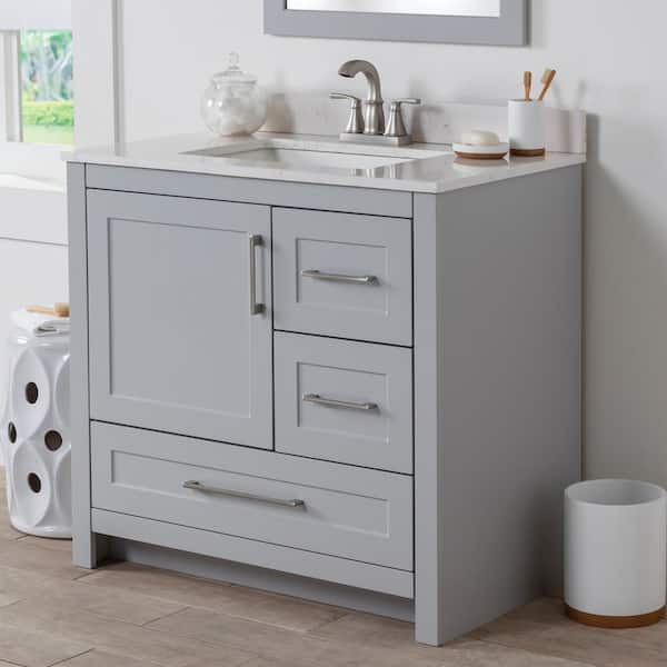 Craye 36 in. W x 22 in. D x 34 in. H Bath Vanity Cabinet without Top in Pearl Gray