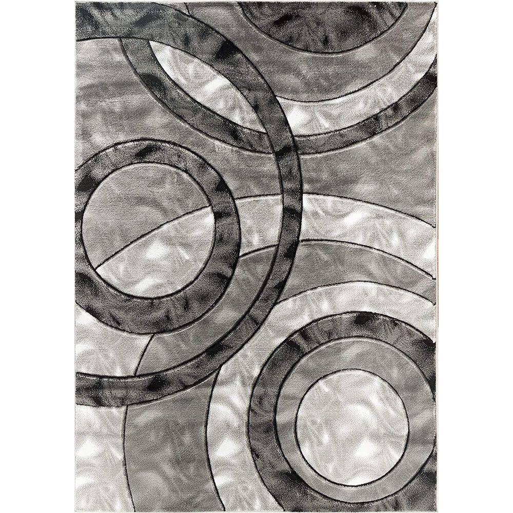 Dark Gray Polypropylene 4 ft. x 6 ft. Geometric Indoor Area Rug