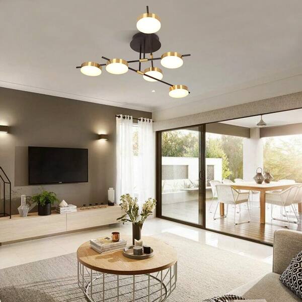 Dimmable 4-Light Track Lighting Kit - 35.6" Brushed Nickel Flush Mount Ceiling Fixture With Frosted Glass & Adjustable Arms