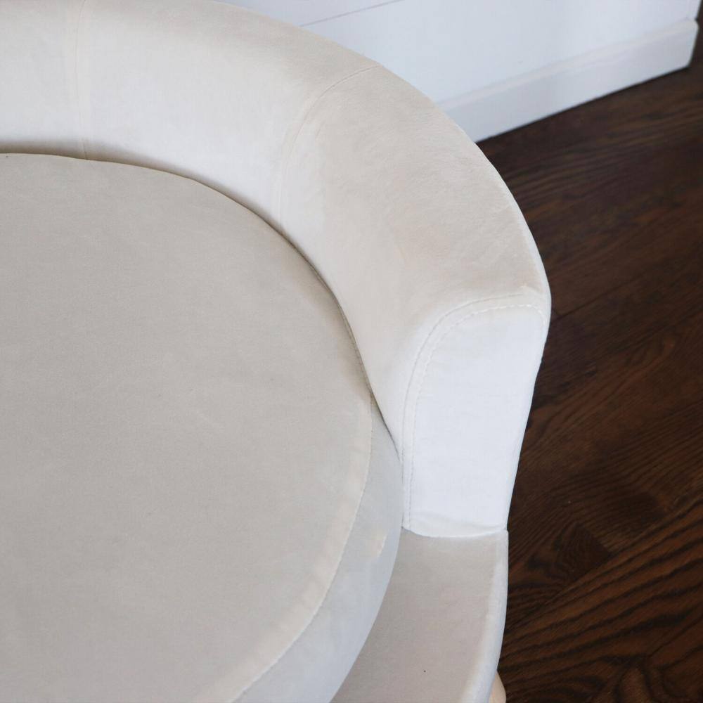 28-Inch White Velvet Elevated Circular Pet Sofa