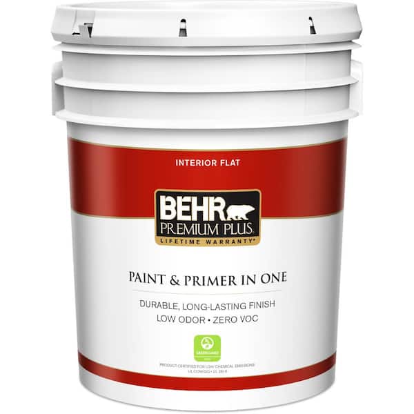BEHR PREMIUM PLUS 5 gal. Medium Base Flat Low Odor Interior Paint and Primer in One
