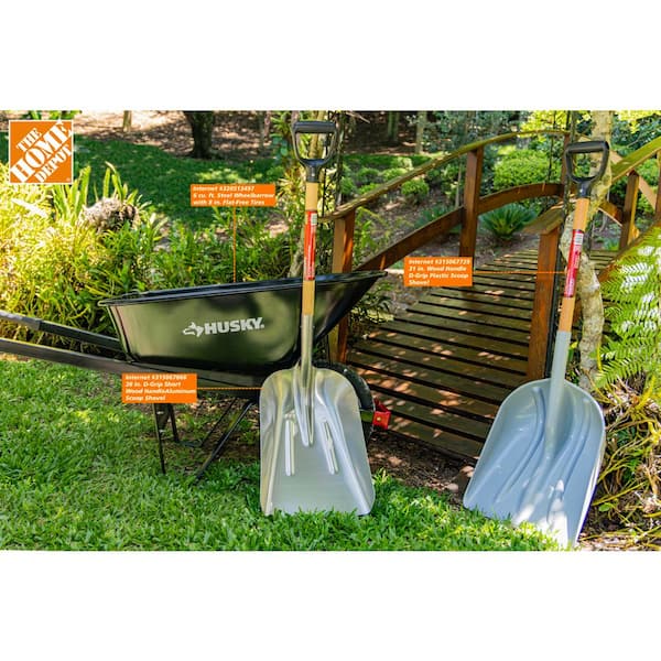 31 in. Wood Handle D-Grip Poly Scoop Shovel