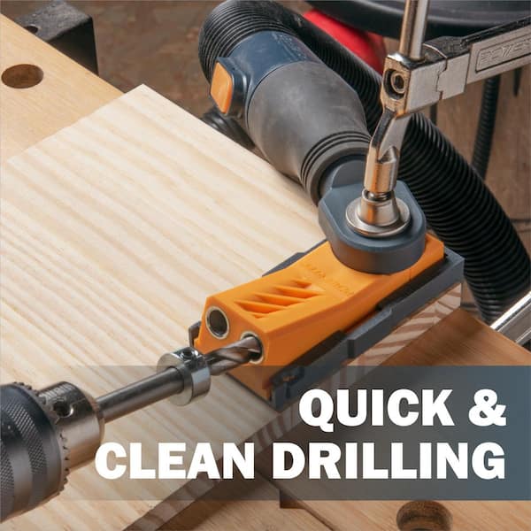 Pocket Hole Jig Kit with Adjustable Drill Guides, Drill Bit, Stop Collar and Dust Collector Adapter