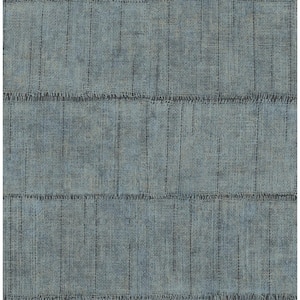 Blake Blue Denim Texture Stripe Textured Non-Pasted Non-Woven Wallpaper Sample
