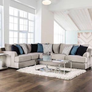 Arolla 144 in. Chenille L-Shaped Sectional in Gray