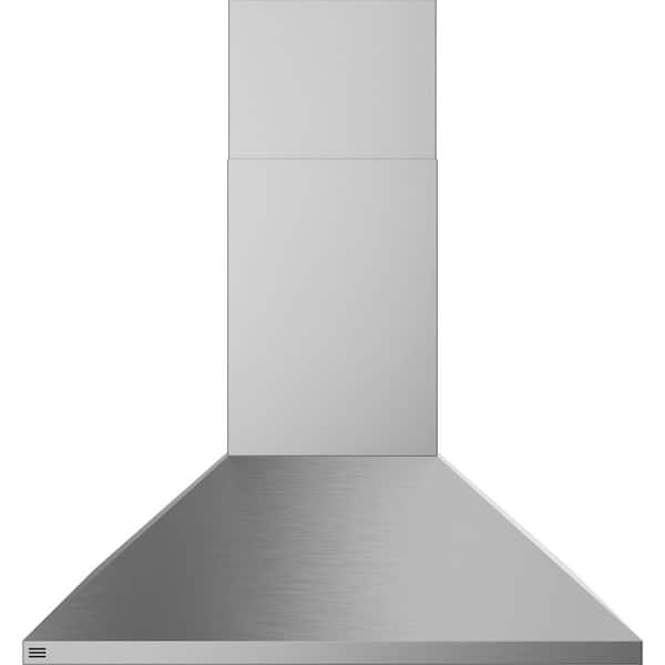 GE 36 in. 450 CFM Ducted Smart Wall Mount Pyramid Chimney Hood in Stainless Steel with Clean Air Sensors