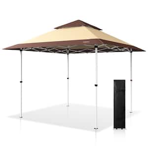 12 ft. x 12 ft. Beige Pop Up Canopy Tent with Wheeled Carrying Bag