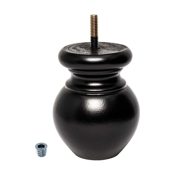 American Pro Decor 4 in. x 3-1/8 in Stained Espresso Solid Hardwood Round Bun Foot