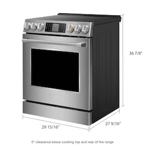 30 in. 5 Burner Element Slide-In Single Oven Electric Range in Stainless Steel with Convection Bake and Air Fry