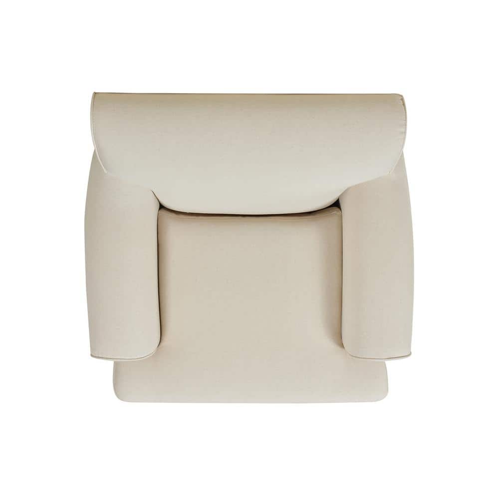 Light Beige Velvet Lawson Accent Chair with Wood Legs