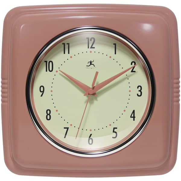 Infinity Instruments Square Retro Terracotta Wall Clock Terracotta