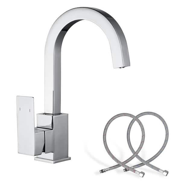 AVITAS Single Handle Stainless Steel Bar Faucet Deckplate Not Included with Swivel Spout in Polished Chrome