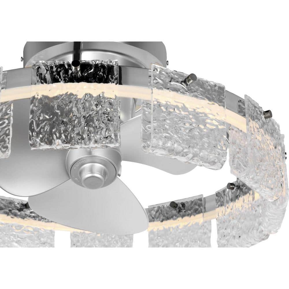 Polished Chrome 20" LED Fandelier with Remote and Glass Accents