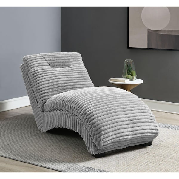 Victoria Silver Polyester with Foam and Spring Seating Armless Chaise Lounge in Black