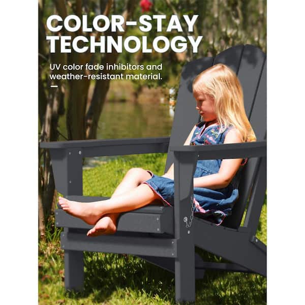 JEAREY Classic Folding HDPE Plastic Adirondack Chair in Gray