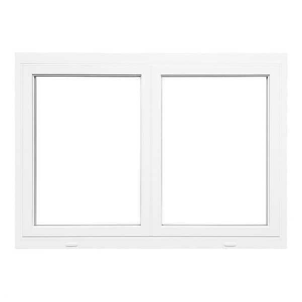 Teza 60 Series 60 in. W x 42 in. H Left and Right-Hand/Opening White Aluminum Bi-Fold Window with Screen