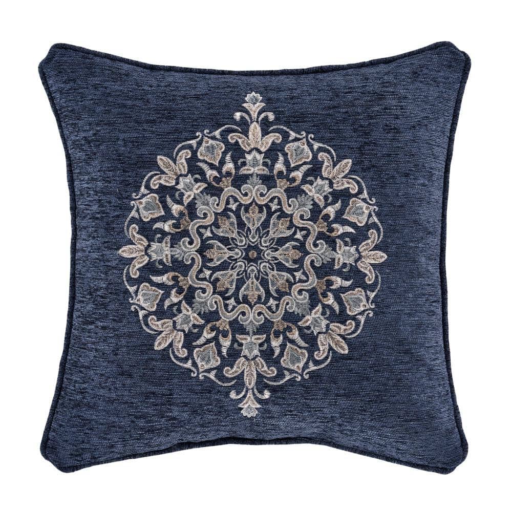 Bayonne Polyester 18 in. Square Embellished Decorative Throw Pillow 18 x 18