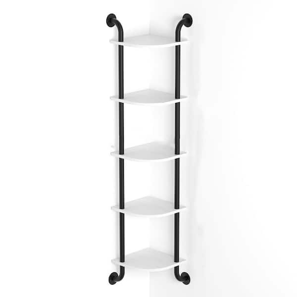 Unbranded 7.9 in. W x 7.9 in. D White Corner Decorative Wall Shelf, Corner Shelf 5-Tier