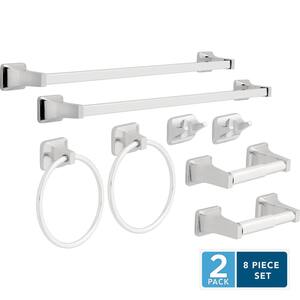 2-Pack Futura 4-Piece Bath Hardware Set with Towel Ring Toilet Paper Holder Towel Hook and 24 in. Towel Bar in Chrome