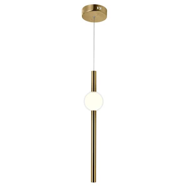 CWI Lighting Baton LED Mini Pendant With Brass Finish