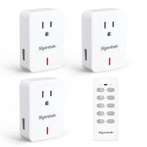 White 3 Plug 1 Control Wireless Electrical Switch Set, 100 Feet Remote Control Range