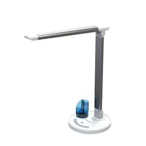 16 in. White and Silver LED Desk Lamp with Color Temperature Changing and Dimming