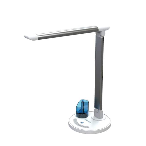 Viribright 16 in. White and Silver LED Desk Lamp with Color Temperature Changing and Dimming