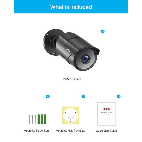 ZOSI 1080P Full HD TVI Hardwired Home Security Camera with Audio