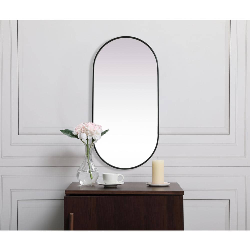 Black Metal Framed Oval Full Length Vanity Mirror