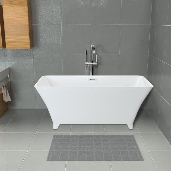 Satico 67 in. Contemporary Design Acrylic Soaking SPA Flatbottom Freestanding Non-Whirlpool Bathtub in White