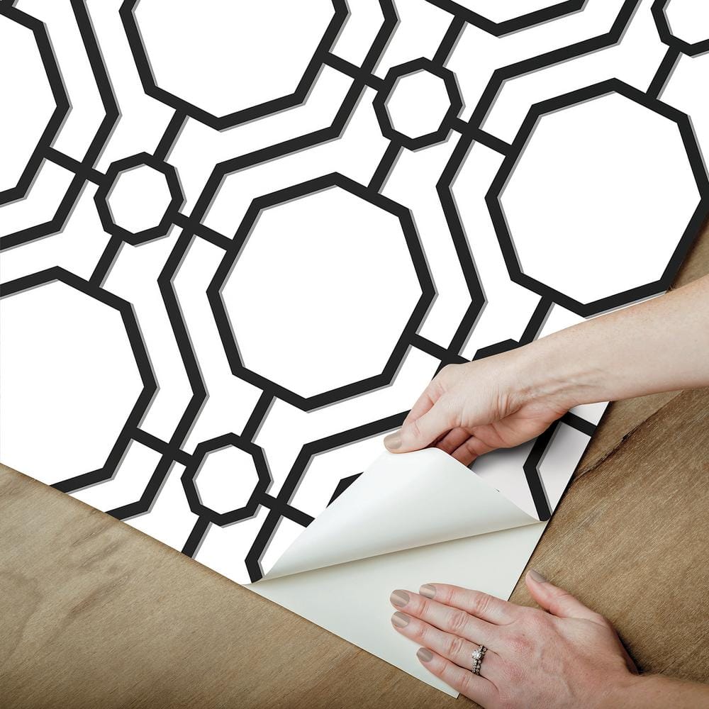 Crawford Black and White Geometric Peel and Stick Wallpaper