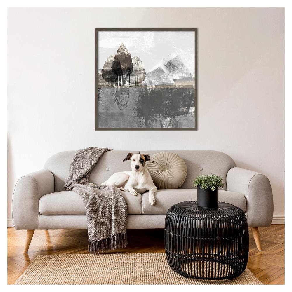 Textured Landscape Abstract Gray Framed Wall Art Print