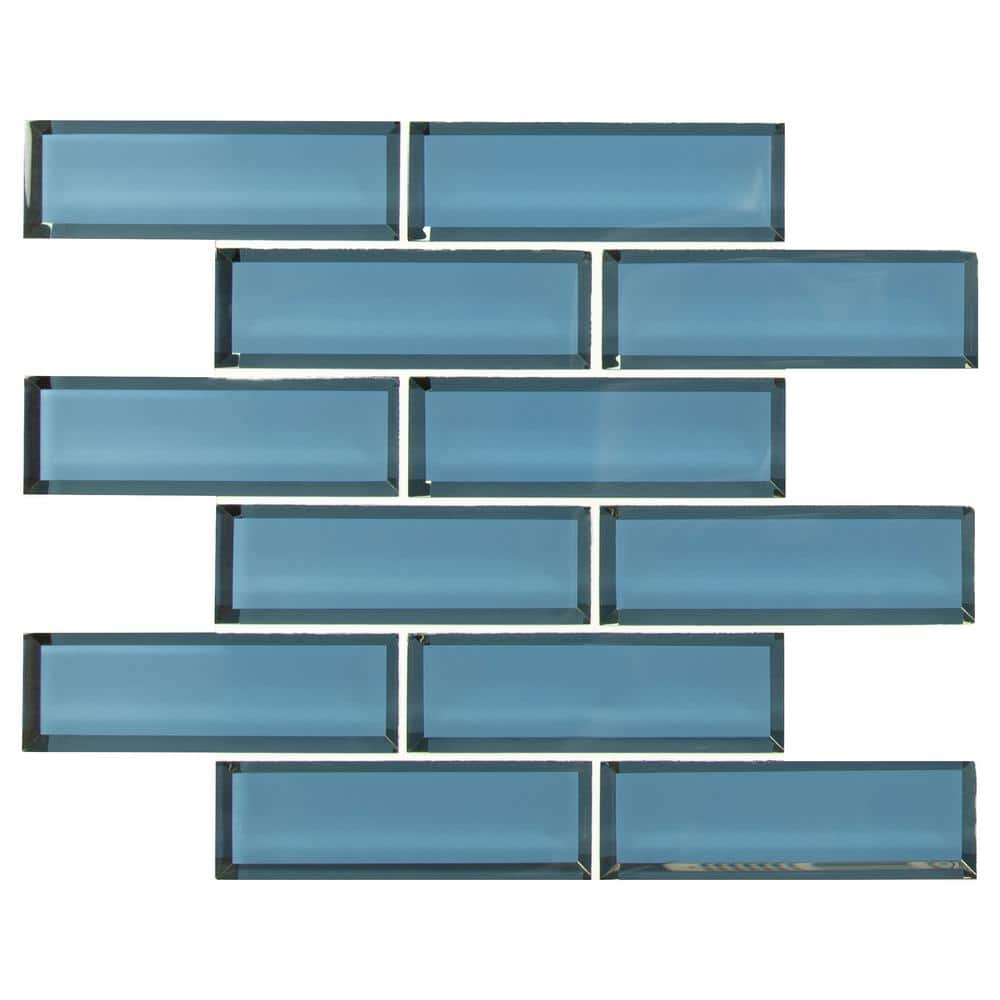 Haiku Sapphire 3x9 Beveled Glass Subway Tile Case