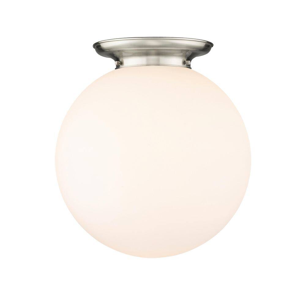 Beacon 17.75 in. 1-Light Satin Nickel Art Nouveau Flush Mount with Seeded Glass Shade price history on PriceWatchPro
