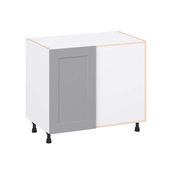 Roseland 39 in. W x 24 in. D x 34.5 in. H Assembled Shaker Magick Right Blind Corner Kitchen Cabinet in Slate Gray