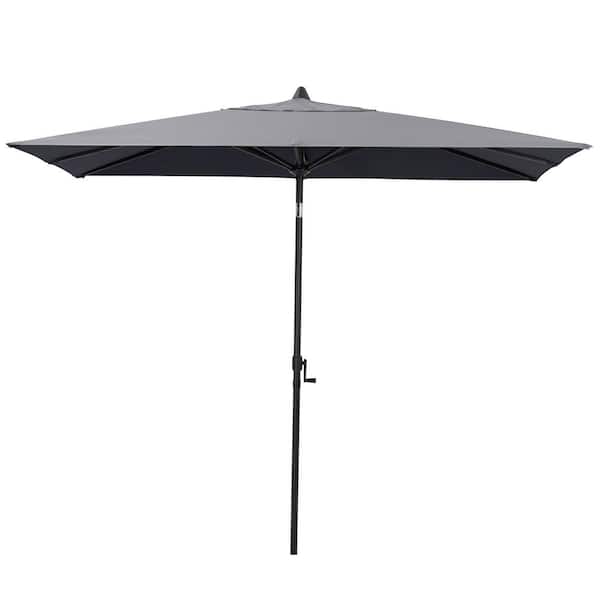 Pellebant 9 ft. x 5 ft. Rectangular Market Crank and Tilt Patio Umbrella in Dark Gray