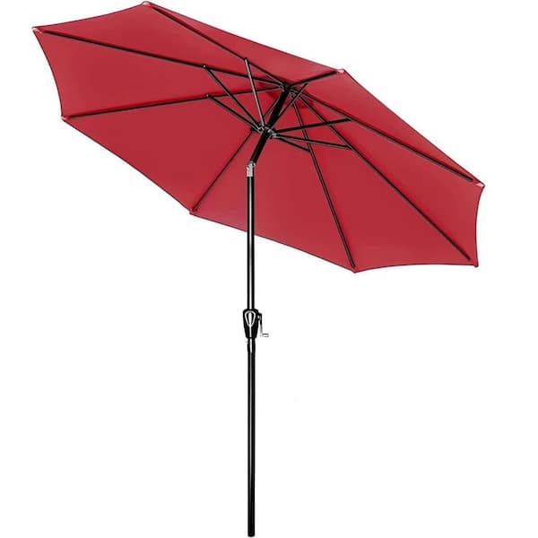 10 ft. Steel Market Tilt Patio Umbrella in Red