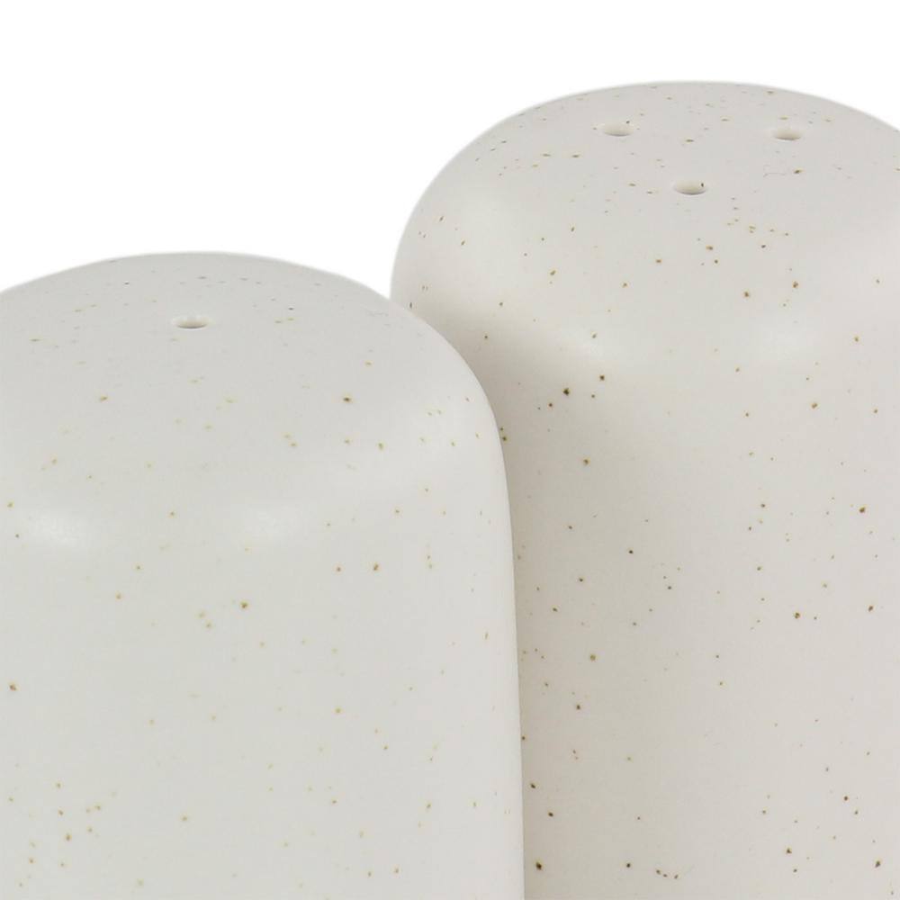 Glossy White Stoneware Round Salt and Pepper Shaker Set