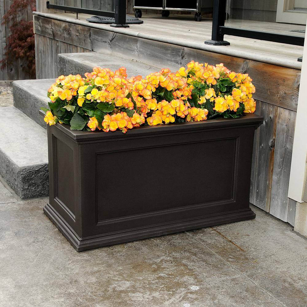 Fairfield Espresso 20"x36" Self-Watering Polyethylene Outdoor Planter