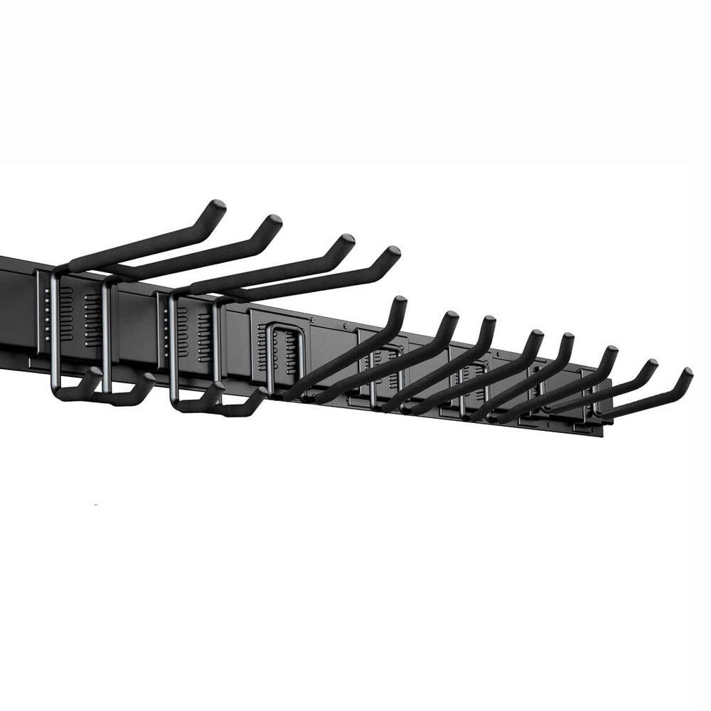 48 in. Black Alloy Steel Adjustable Garage Wall Rack with Heavy Duty Hanging Hooks for Tool and Garden Storage price history on PriceWatchPro