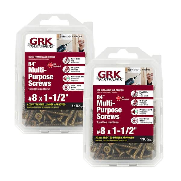 GRK Fasteners # 8 x 1-1/2 in. Star Drive Bugle Head R4 Multi-Purpose Screw Combo Kit 2 of ( 110-Pack)