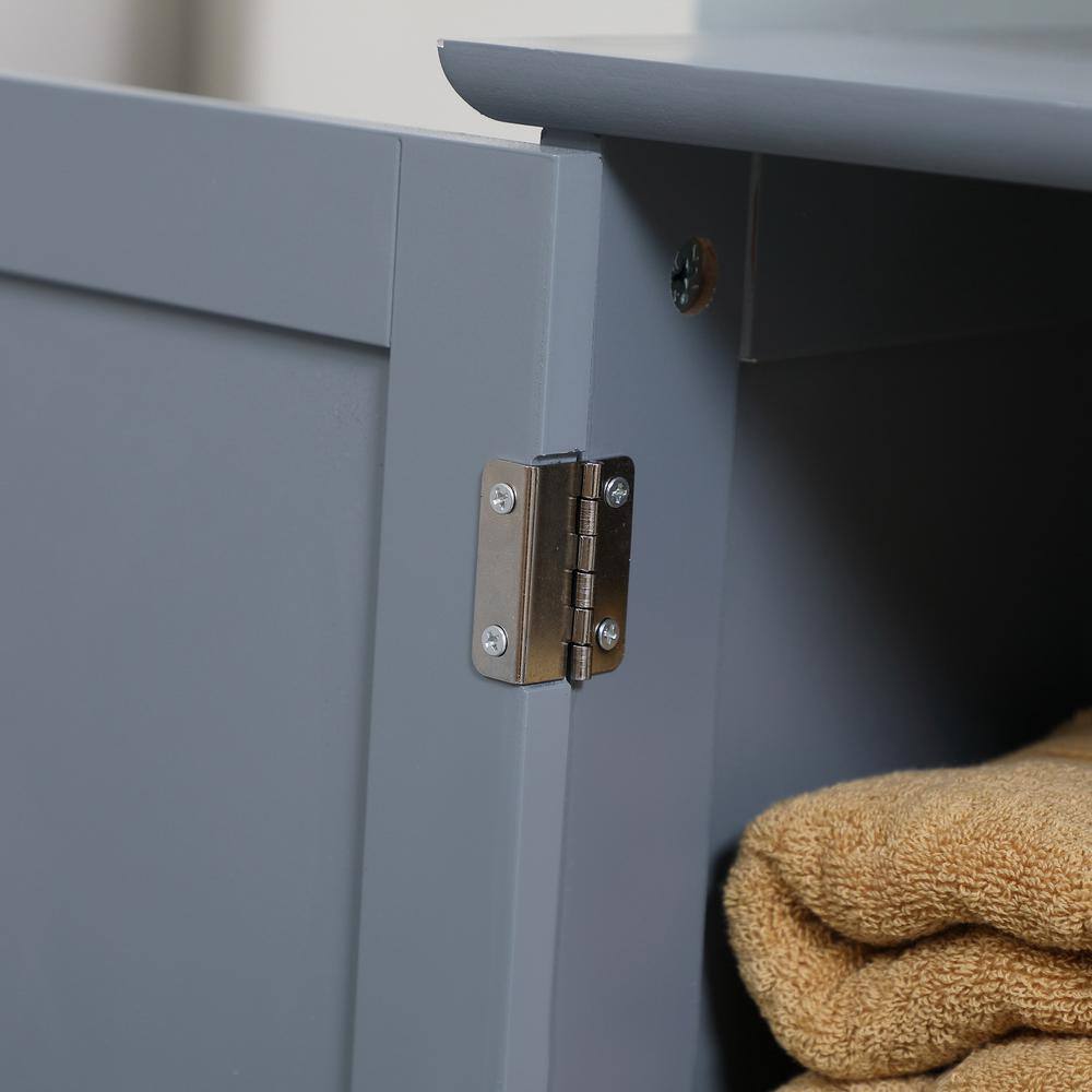 Gray MDF Pedestal Under Sink Bathroom Cabinet with Shelf